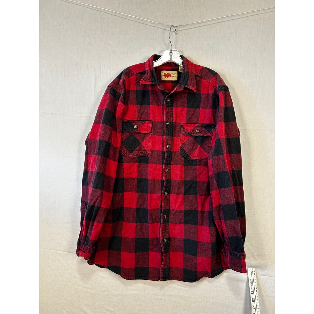 Field N Forest Mens XLT Red Black Buffalo Plaid Flannel Button Down Shirt Tall
